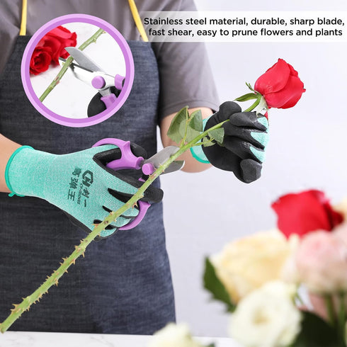 5 Pieces Rose Thorn Stripper Tool Kit Thorn and Leaf Stripping Tool with Garden Golves and Garden Scissor for Gardening Flower Arrangement...
