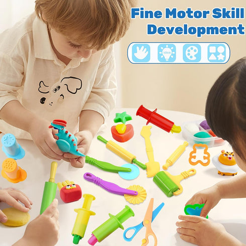 Playdough Tools for Kids, 24 Pieces Play Dough Tools Set with Rolling Pins,Playdough Cutters,Playdough Extruders,Scissor...