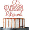 Rose Gold Glitter 65 Years Blessed & Loved Cake Topper - 65th Birthday / 65th Anniversary Cake Topper, 65th Birthday / 65th Anniversary Party Deco...
