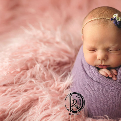 Newborn Photo Props Faux Fur Round 23.6 inch Soft Baby Boy Girl Photo Blanket Studio Photo Mat light pink...