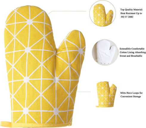 Oven Mitts and Potholders BBQ Gloves-Oven Mitts and Pot Holders with Recycled Infill Silicone Non-Slip Cooking Gloves for Cooking Baking Grilling ...