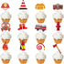 24 Pack Fireman Firefighter Cupcake Toppers Fire Truck Cupcake Toppers Fire Extinguishing Cupcake Toppers for Kids Adults Birthday Baby Shower Par...