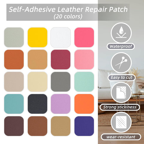 Self Adhesive Leather Repair Patch 8x11 inch,2 Pcs Leather Repair Tape for Furniture,Self Adhesive Leather Repair Patch for Sofa,Couches,Office Ch...