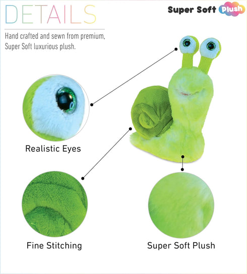 DolliBu Green Snail Plush - Super soft stuffed animal Snail, Cute Realistic Stuffed Animal Snail Toy for Boys and Girls, Adorable Plush Animal Sna...