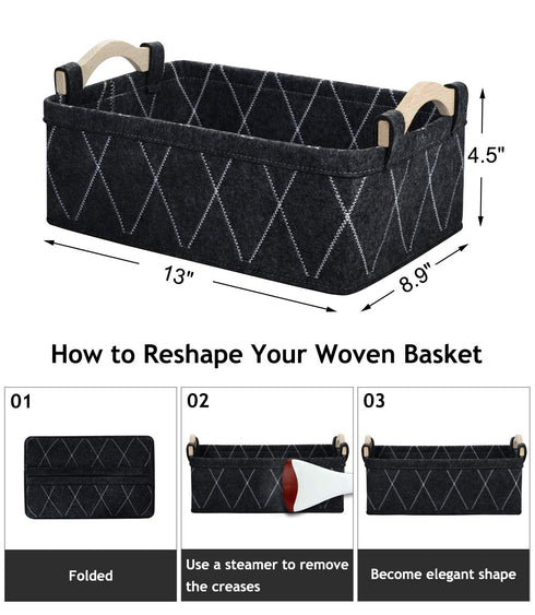 Small Baskets Collapsible Storage Bin Fabric Organizer for Shelves Underwear Socks Bra Towel Toiletry Baby Products Empty Gift Basket Dark GRAY...