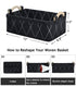 Small Baskets Collapsible Storage Bin Fabric Organizer for Shelves Underwear Socks Bra Towel Toiletry Baby Products Empty Gift Basket Dark GRAY...