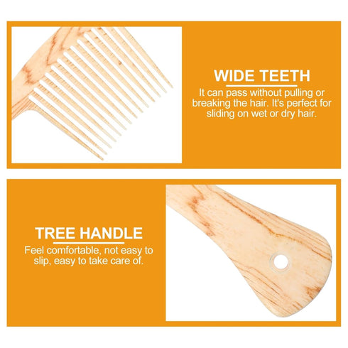 minkissy Hair Comb Wood Comb Wooden Hair Comb Wooden Afro Comb Afro Beard Comb Hair Massage Wood Comb Hair Care Comb Hair Pick Hairbrush for Curly...