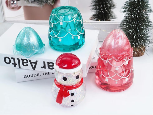 2 Set of Christmas Resin Mold with Lids Silicone Molds Epoxy Resin Christmas Tree Snowman Shaped 2 Styles Storage Box Jar for Decoration Container...