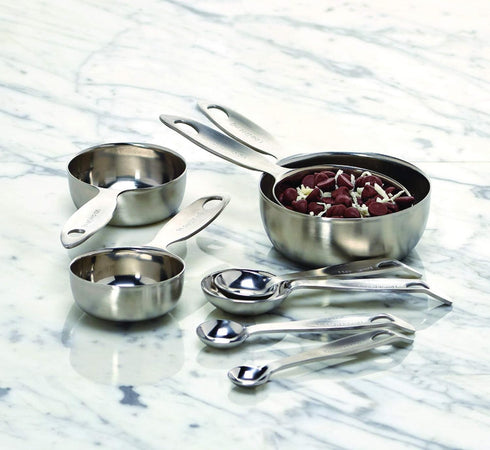Amco Advanced Performance Measuring Cups - Essential Baking Tools, Multisizes, Silver, Heavy-Gauge Stainless Steel, Ergonomic Design, Space-Saving...