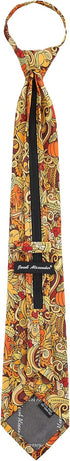 Jacob Alexander Men's Doodle Art Celebration Dinner Happy Thanksgiving Zipper Neck Tie - Yellow Orange...