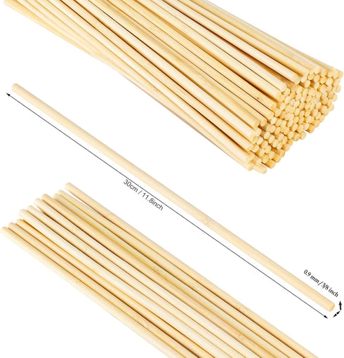 30PCS Wooden Dowel Rods, 3/8 x 12 Inch Round Unfinished Bamboo Dowel Rods, Wood Crafts Sticks Doweling Rods for Crafts and DIYers Arts Projects...