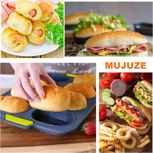 MUJUZE Mini Loaf pan, 9 Cavity Silicone Bread Pan Mini Bread Pan Brownie Pan, Nonstick & Heat Resistant Mini Baguette Pan, Baking Pan for Bread...