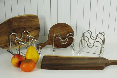 LENITH 304 Stainless Steel Wire Cutting Board Holder, Cutting Board Rack Organizer Kitchen with 2 Sectional...