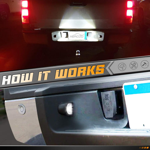 HERCOO LED License Plate Light Lamp Lens White Bulbs Black Rear Housing Compatible with 1999 after Silverado Sierra Avalanche Suburban Escalade Yu...