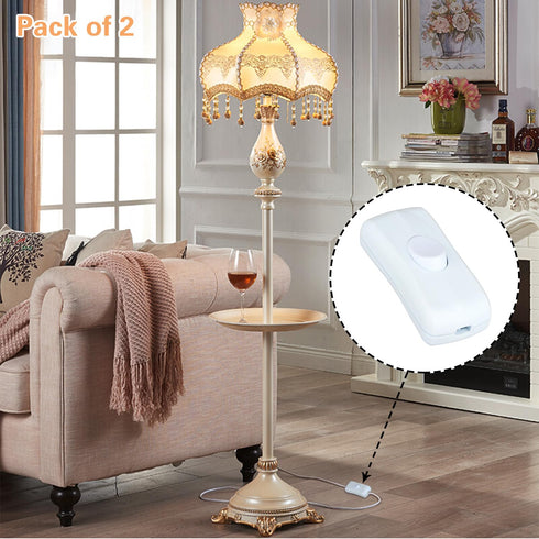2 Pcs Inline Switch, Cord Appliance White Switch, Button ON Off for Lamp, Rated 2A 250V, Replacement Repair for Control LED Electrical Line Extens...