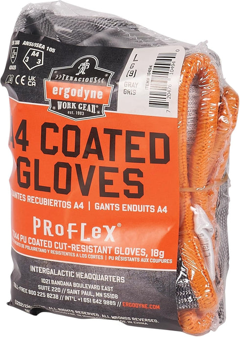 Ergodyne unisex adult ANSI A4 PU Coated CR Gloves, Gray, Extra Large US...