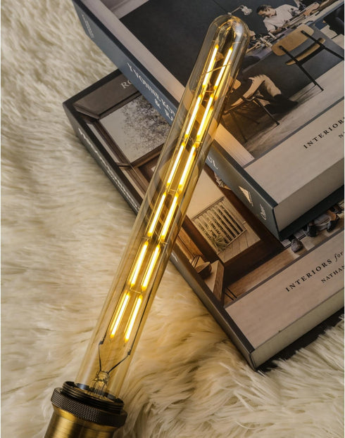 Leools T300 Led Long Bulbs,12W Dimmable Tubular Bulb,100 Watt Equivalent,E26 Edison Style Vintage LED Filament Light Bulb,Amber Glass,2700K Warm W...