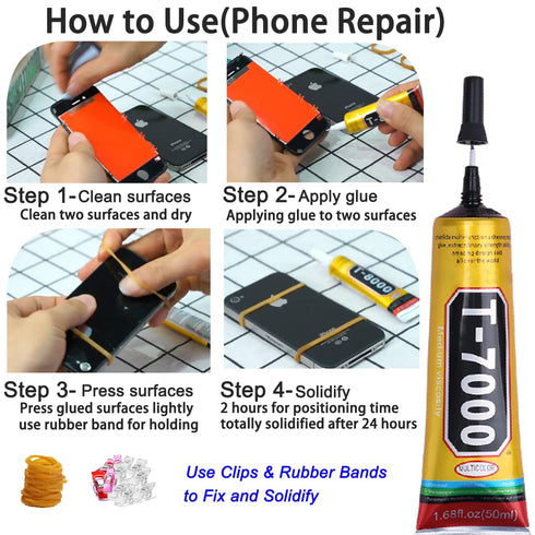2Pcs/Bulk Clear Glue B7000 T7000 Black Glue 50ML for Cell Phones Repair Rhinestones Jewelry Glass Screen Electronic Component Clothes Fabric Texti...