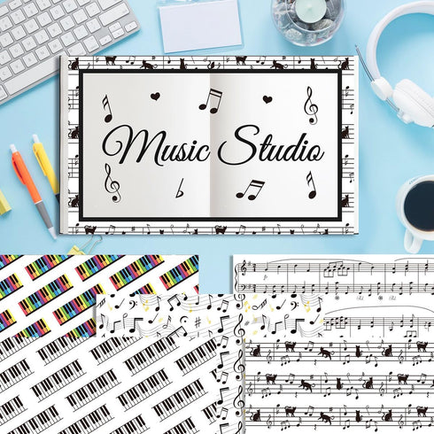 Scrapbook Paper 11.8x11.8 Inch Musical Note Pattern Paper Double-Sided Craft Paper Decorative Paper Folded Flat for Art Craft DIY Card Making, Scr...