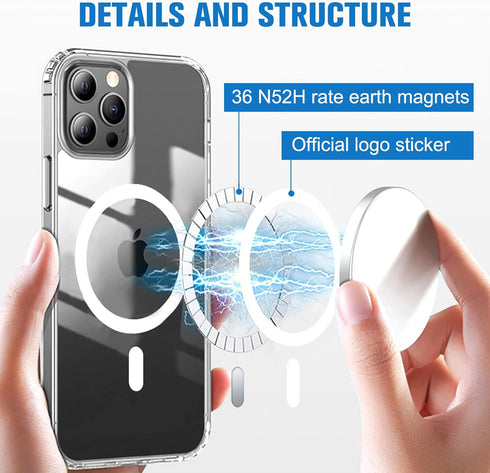 Mag Safe Magnetic Stickers, 2 Pcs Case Magnet Sticker, Strong Magnetic Wireless Charging Magnet Sticker Magnet Circle for iPhone for iPhone 8 to 1...