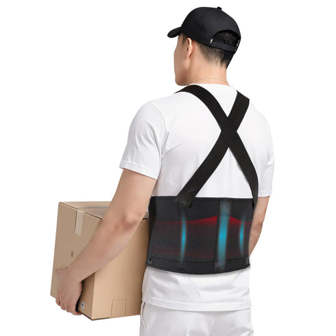 Work Back Brace for Men & Women, Adjustable Lower Back Support Belt with Suspenders for Back Pain Relief, Moving Construction Warehouse Heavy Lift...