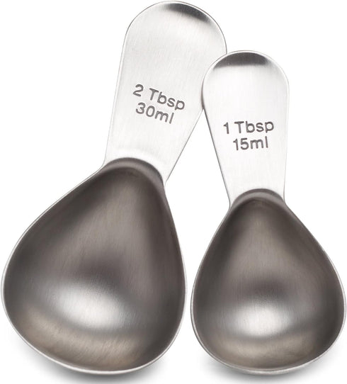 COLETTI Coffee Scoop Pack of 2 - Tablespoon Scoop - Stainless Steel Short Handle For Measuring Ground Coffee, Sugar and Baking (1 and 2 TBSP)...