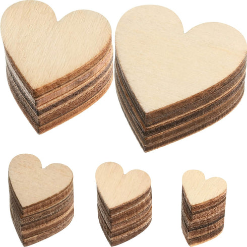 Blulu 500 Pieces Wood Heart Cutouts 0.3 inch/0.4 inch/0.5 inch/ 0.8 inch/1 inch Unfinished Wooden Slices Blank Heart Embellishments Ornaments for ...
