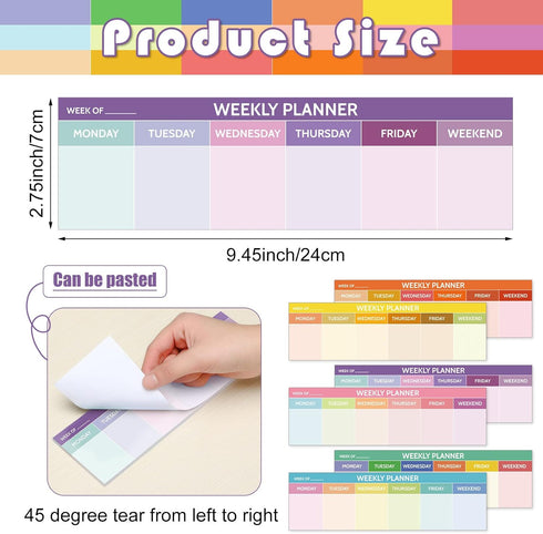 Geyee 300 Sheets Weekly Calendar Pad Tear off 2.8 x 9.5 Inch Weekly Schedule Pad Bulk Horizontal Weekly Planner Sticky Notes To Do List Notepad Ad...