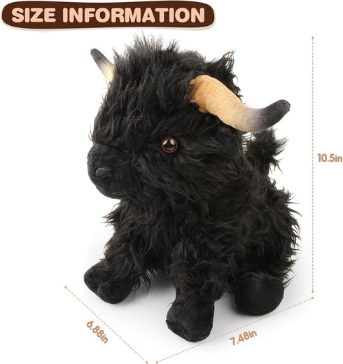 Cute Highland Cows Stuffed Animals,10.5 inches Two Color Realistic Cow Plush Toy,Animals Cattle Plush Farm Toy,Farm Plushie Christmas Birthday Pre...