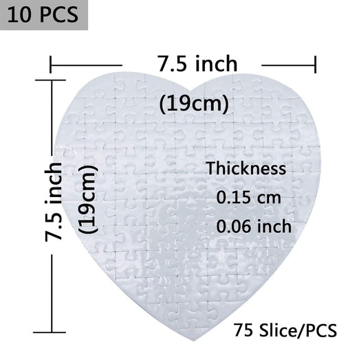 10 Sets Blank Sublimation Heart-shaped Jigsaw Puzzle with 75 Pieces DIY Heat Press Transfer Crafts Thermal Transfer Puzzle Wholesale Thermal Trans...