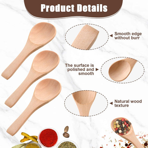 Boao 50 Pcs Small Wooden Spoons, 3.5'' L, Mini Wood Natural Tiny Spoons Wooden Little Teaspoons for Jars Sugar Creamer Honey Spices Salt Kitchen S...