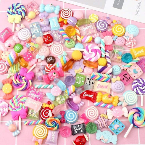 120 Pcs Slime Charms Mixed Candy Sweets Resin Flatback Slime Beads Making Supplies for DIY Scrapbooking Crafts Whith Storage Box...
