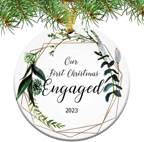 Engaged Ornament 2023 Christmas Decoration - Wedding Shower & Just Married Gift - Engraved...