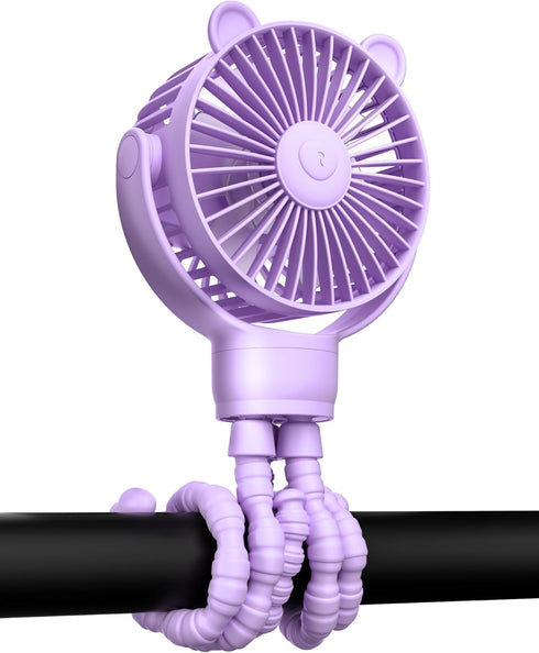 Baby Stroller Fan, Rechargeable Portable Fan with 2000 mAh Battery Operated,3 Wind Speed,360-Degree Rotation,Ultra-Low Noise Level,Safe mini fan f...