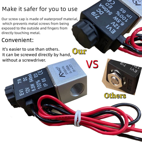 AOMAG® 1/8" 2 Way Normally Closed Pneumatic Aluminum Electric Solenoid Air Valve 12V DC...