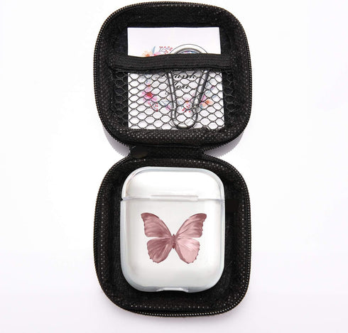 JOYLAND Clear Couple Case Cover for AirPod 1&2, Butterfly Case Crystal Clear Bright Transparent Glossy Smooth Anti-dust Flexible Protective Cover ...