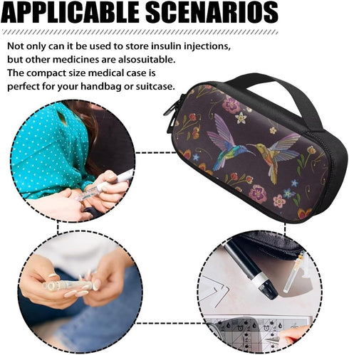 Diabetic Supplies Carrying Case Bag for Diabetes Testing Kit, Blood Glucose Monitor Kit with Meter, Blood Sugar Test Strips, Lancets, Lancing Devi...