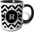 3dRose mug_222080_4 Black and white chevron monogram initial R - Two Tone Black Mug, 11oz...