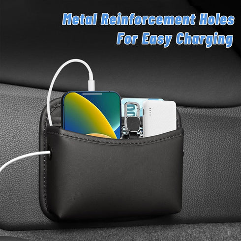 Car Side Porcket Organizer, Leather Small Car Pocket Bag, Phone Coin Sunglasses Holder for Car Seat, Door, Window, Console Universal Car Organizer...