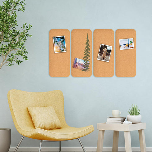 2 PCS 12.5"*5.5" Self-Adhesive Cork Board, 1/2"(12mm) Thick Cork Boards for Walls, 12.5"*5.5" Bulletin Board, Cork Board Tiles for Office, Home, S...