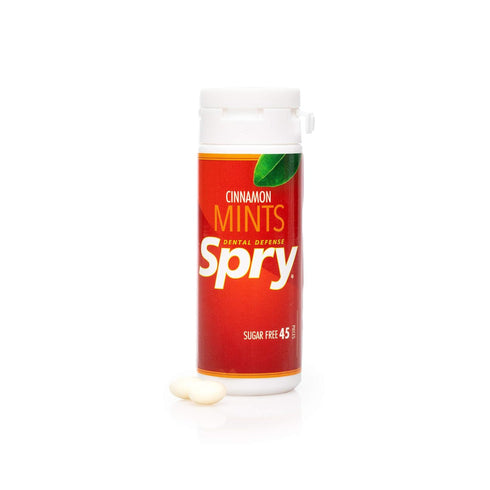 Spry Xylitol Cinnamon Mints Sugar Free Candy - Promote Oral Health, Increase Saliva Production, Stop Bad Breath, Non-GMO, Gluten-Free, 45 Count (P...