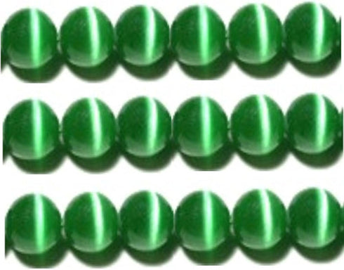 10mm, 8mm & 6mm Cat's Eye Bead Strands Grade A Fiber Optic, 32 Colors to Choose from (10mm, Green)...