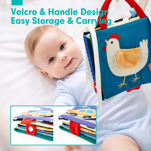Baby Toys 0-6 Months - High Contrast Newborn Toys - Baby Tummy Time Books 0-6 Months with Crinkle, Squeaky Sounds, Touch Feel, Visual Stimulation ...
