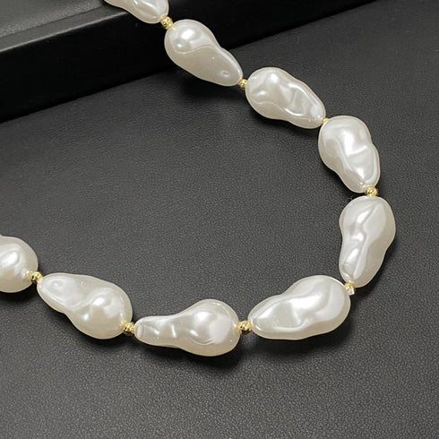 Baroque Pearl Necklace for Women Lrregular Pearl Choker Necklace Dainty White Pearl Beaded Necklace Vintage Pearl Charm Choker Necklace Birthday W...
