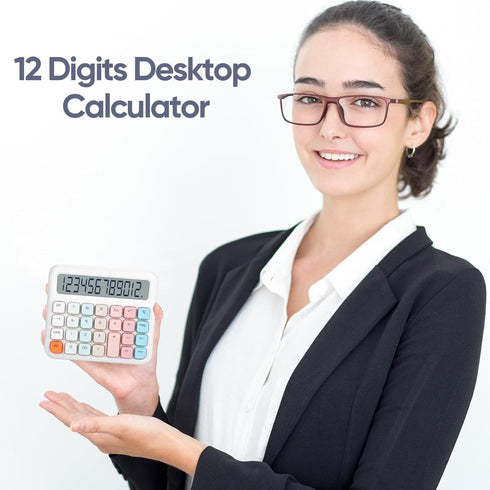 Standard Function Desktop Calculator,Powered by Batteries(Included),12 Digit Large LCD Display,Big Buttons Easy to Press,Automatic Sleep,for Offic...