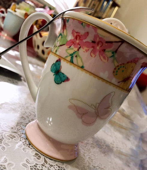 YBK Tech Euro Style Porcelain Tea Cup Coffee Mug with Lid for Breakfast Home Kitchen (((Butterflies Pattern) (Pink)))...