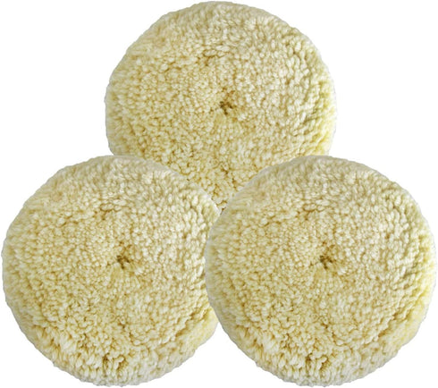 Wool Buffing Pad Kit 5" 3PCS 100% Natural Wool Car Auto Hook and Loop Grip Buffing Pad for Compound Cutting & Polishing for Car,Boats, Trucks and ...