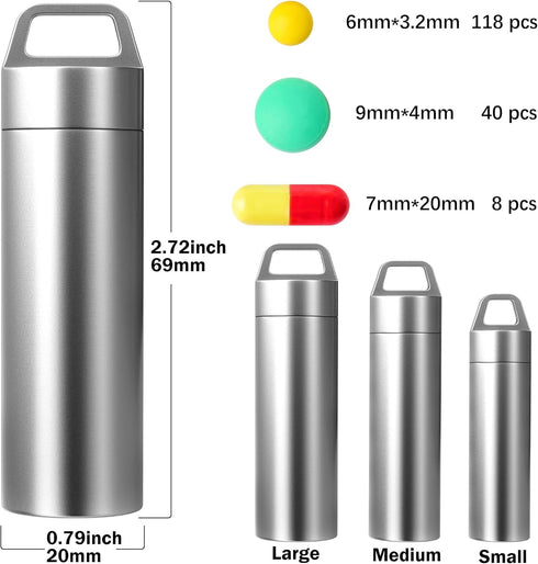 Small Pill Case, Portable Keychain Pill Holder Waterproof Metal Pill Box Container for Travel Purse Pocket, Mini Stainless Steel Pill Organizer fo...