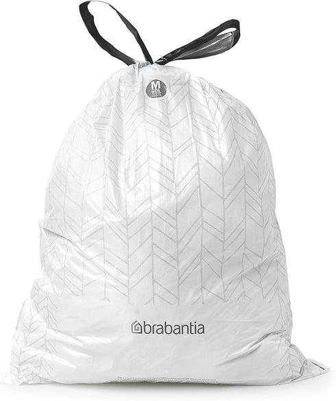 Brabantia PerfectFit Trash Bags (Size M/16 Gal) Thick Plastic Trash Can Liners with Drawstring Handles (40 Bags)...