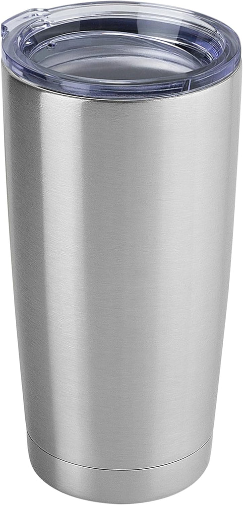 DOMICARE 20oz Stainless Steel Tumbler Bulk with Lid, Double Wall Vacuum Insulated Travel Mug, Powder Coated Coffee Cup, Stainless Steel, 1 Pack...